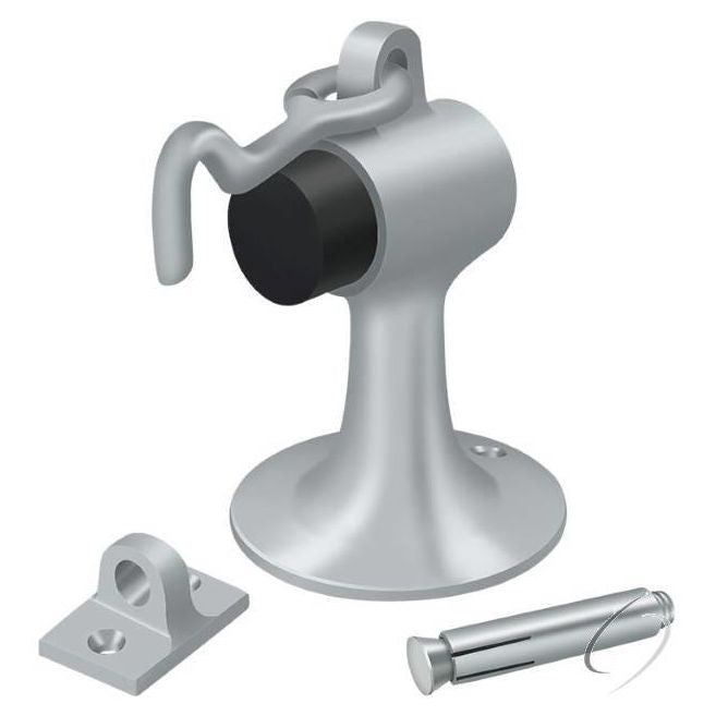 DSF444U26D Cement Floor Mount Bumper with Holder; Satin Chrome Finish