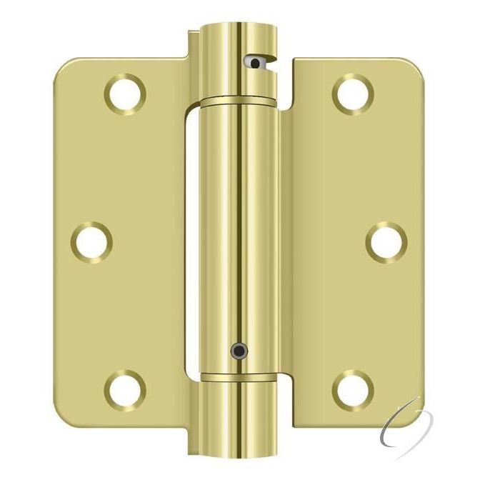 DSH35R43 3-1/2" x 3-1/2" x 1/4" Spring Hinge; Bright Brass Finish