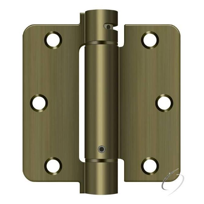 DSH35R45 3-1/2" x 3-1/2" x 1/4" Spring Hinge; Antique Brass Finish