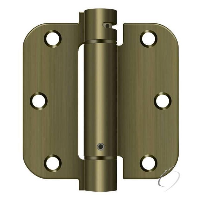 DSH35R55 3-1/2" x 3-1/2" x 5/8" Spring Hinge; Antique Brass Finish