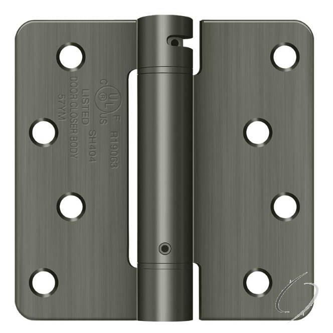 DSH4R415A 4" x 4" x 1/4" Spring Hinge; Antique Nickel Finish