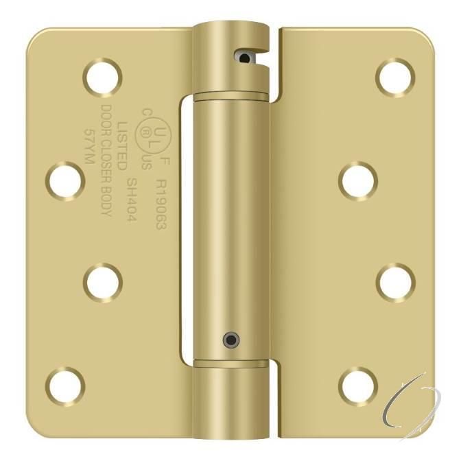 DSH4R43/4 4" x 4" x 1/4" Spring Hinge; Satin Brass Finish