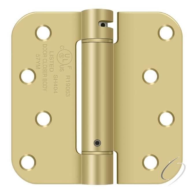 DSH4R53/4 4" x 4" 5/8" Radius Spring Hinge; Bright Brass By Satin Brass Finish
