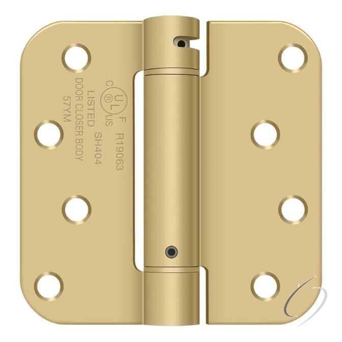 DSH4R54-Z 4" x 4" 5/8" Radius Spring Hinge; Satin Brass Finish