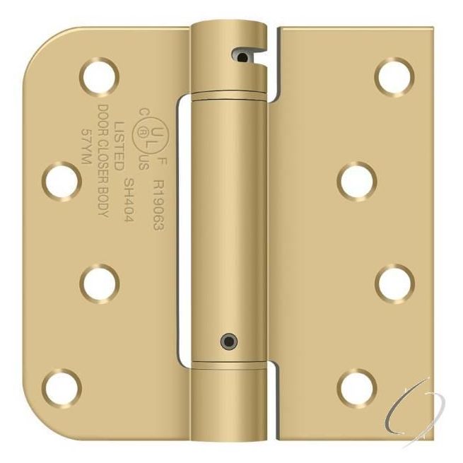 DSH4R5TT4 4" x 4" 5/8" Radius by Square Spring Hinge; Satin Brass Finish