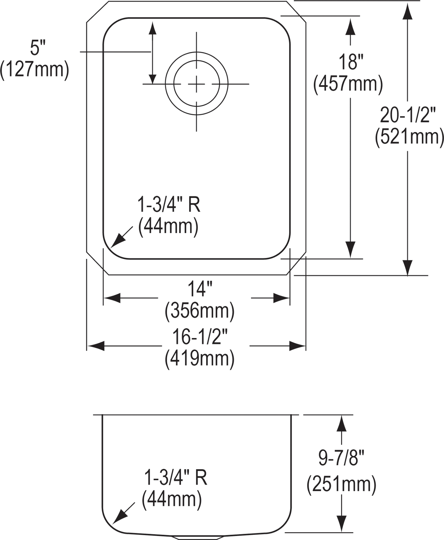 Elkay ELUH141810 - Elkay Lustertone Classic Stainless Steel 16-1/2" x 20-1/2" x 9-7/8", Single Bowl