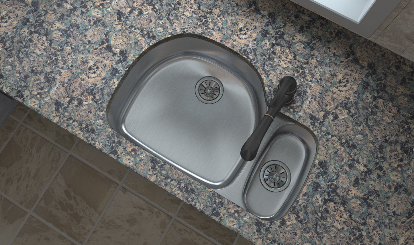 Elkay ELUH3221R - Elkay Lustertone Classic Stainless Steel 31-1/2" x 21-1/8" x 7-1/2", Offset 70/30