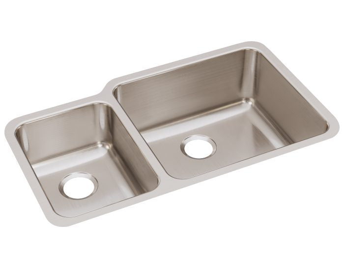 Elkay ELUH3520L - 18 Gauge Stainless Steel 35.25" x 20.5" x 9.875" Double Bowl Undermount Kitchen Si