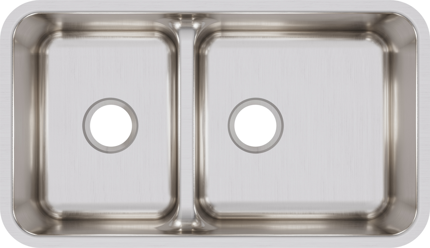 Elkay ELUHAQD32179 - Elkay Lustertone Classic Stainless Steel 32-1/16" x 18-1/2" x 9", 40/60 Double