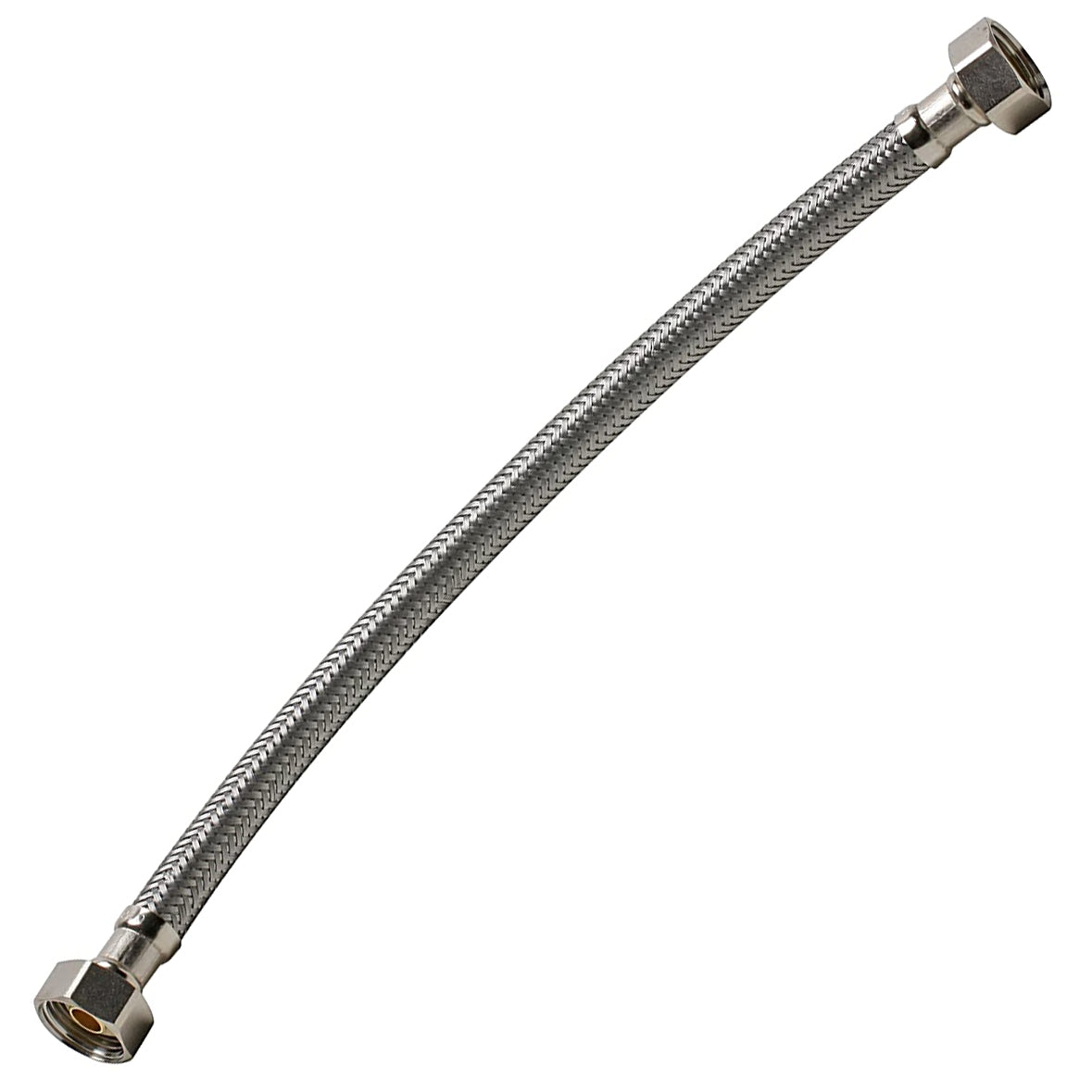 B4F12 - Braided Stainless Steel Hose Faucet Connector - 1/2" FIP x FIP, 12"