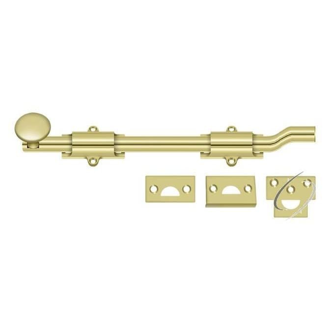FPG103 10" Surface Bolt with Offset; Heavy Duty; Bright Brass Finish