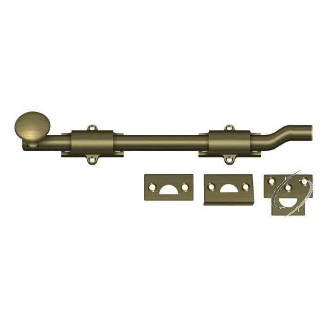 FPG105 10" Surface Bolt with Offset; Heavy Duty; Antique Brass Finish