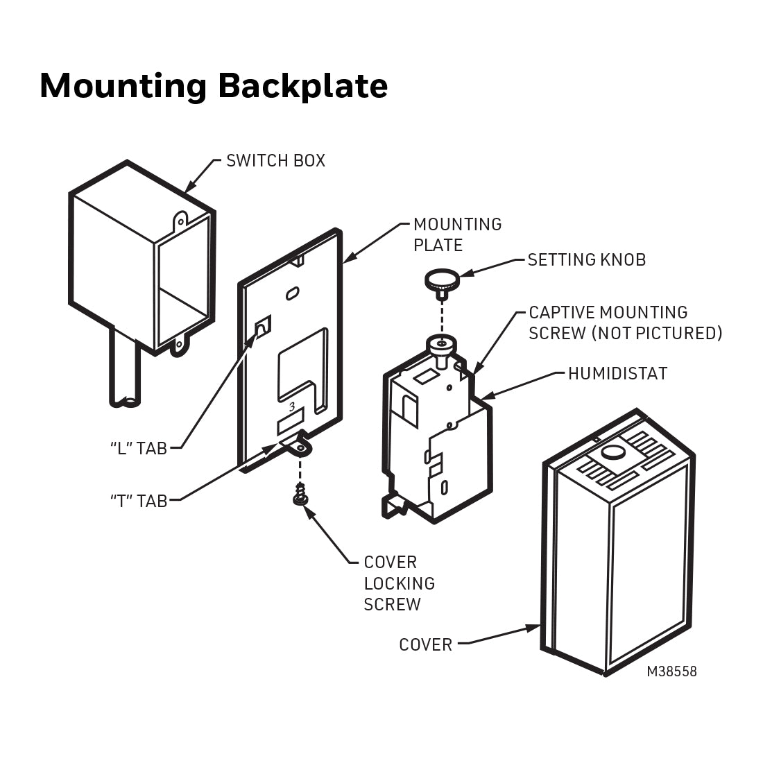 Honeywell H600A1014 - 24/120/240 Vac Wall Mount Humidistat