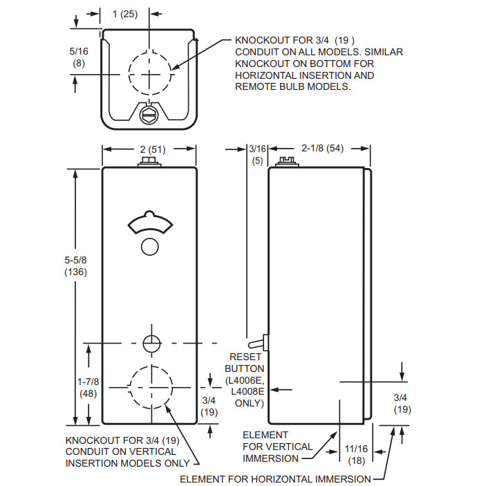 L4006E1067 - Manual Reset Aquastat Controller, 130 to 270F