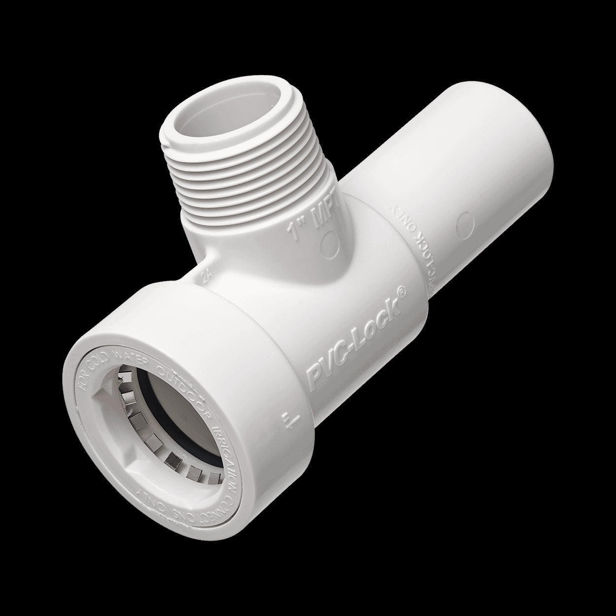 08685 - 1" PVC-Lock by 1" Male IPT by 1" Spigot Manifold Tee