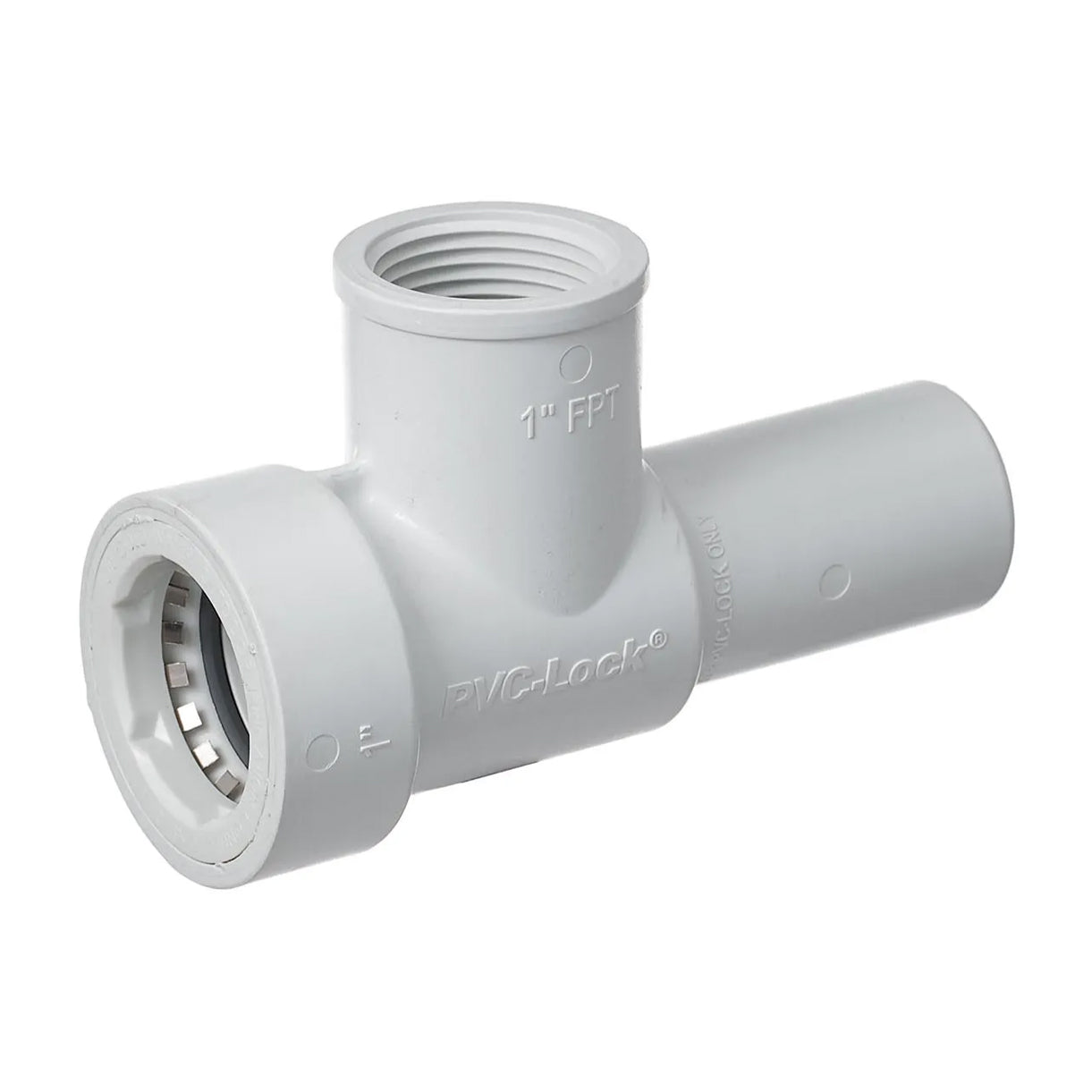 08688 - 1" PVC-Lock by 1" Female IPT by 1" Spigot Manifold Tee