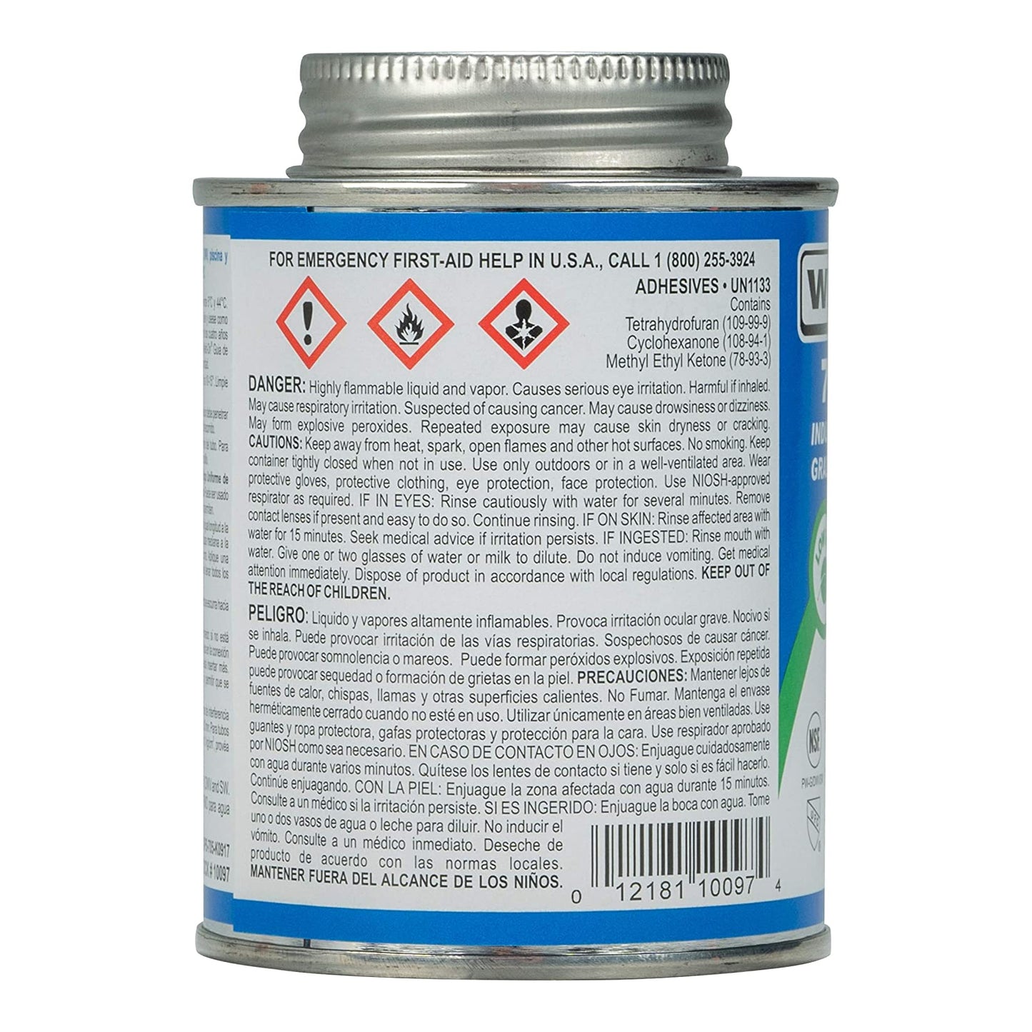 Weld-On 10097 - 705 PVC Clear Medium Bodied Fast Setting Solvent Cement - 1/2 Pint