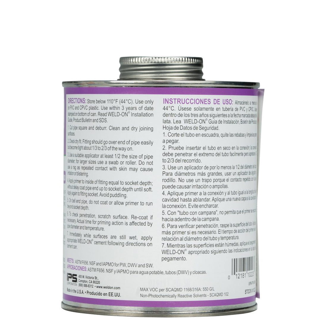 Weld-On 10223 - P-70 PVC & CPVC Purple Primer - 1 Quart