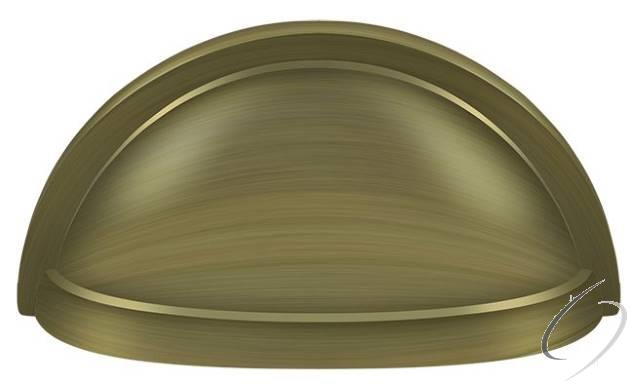 K43U5 Oval Shell Handle Pull 3-1/2"; Antique Brass Finish