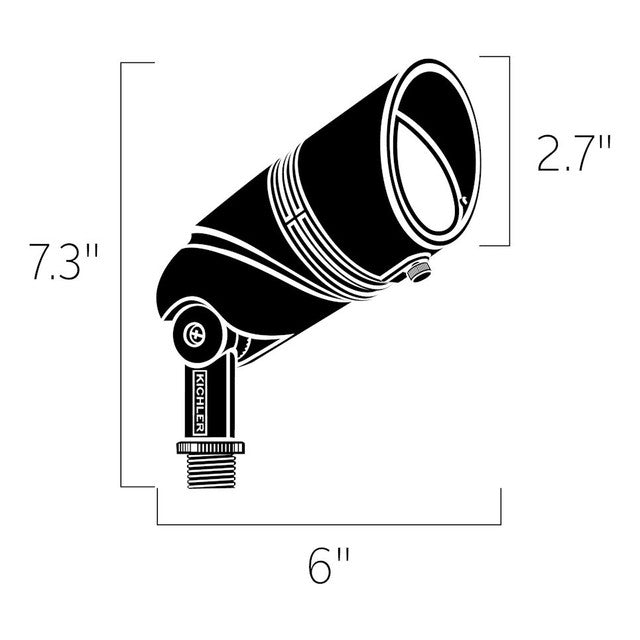 6" Length 12V LED Adjustable Lumen 35 Degree Large Flood Light in Textured Architectural Bronze