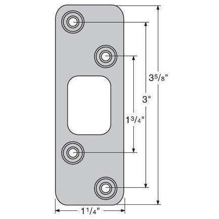 83223-022 3-5/8" Radius Deadbolt Strike Satin Nickel Finish