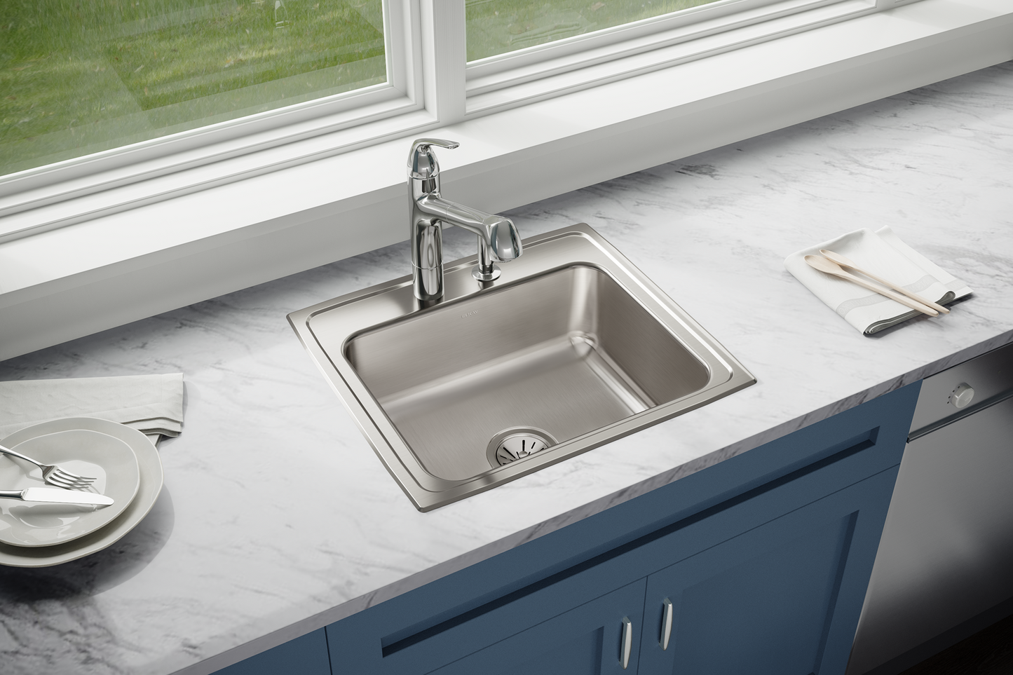Elkay LR22193 - Elkay Lustertone Classic Stainless Steel 22" x 19-1/2" x 7-5/8", Single Bowl Drop-in