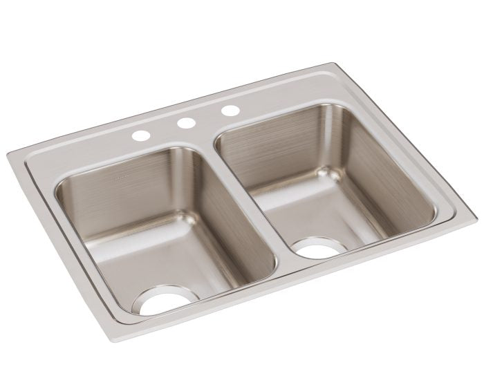 Elkay LR25193 - 18 Gauge Stainless Steel 25" x 19.5" x 7.625" Double Bowl Drop-in Kitchen Sink