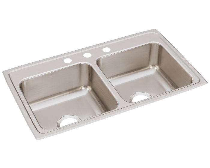 Elkay LR33193 - 18 Gauge Stainless Steel 33" x 19.5" x 7.625" Double Bowl Drop-in Kitchen Sink