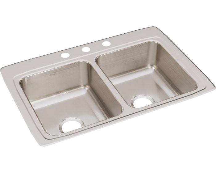 Elkay LR33223 - 18 Gauge Stainless Steel 33" x 22" x 8.125" Double Bowl Drop-in Kitchen Sink