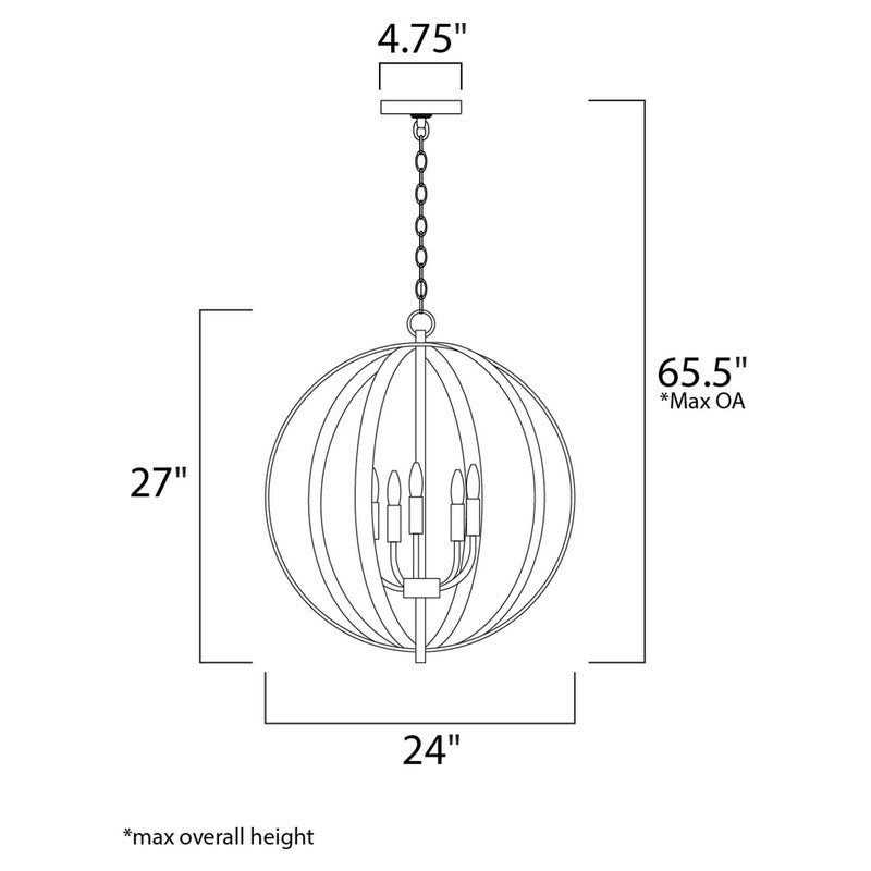 Maxim 10032BK - Provident 5 Light 27" Pendant