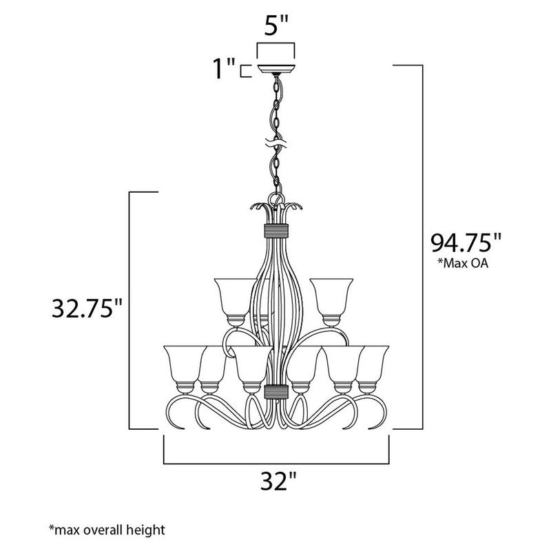 Maxim 10128FTSN - Basix 9 Light 33" Chandelier