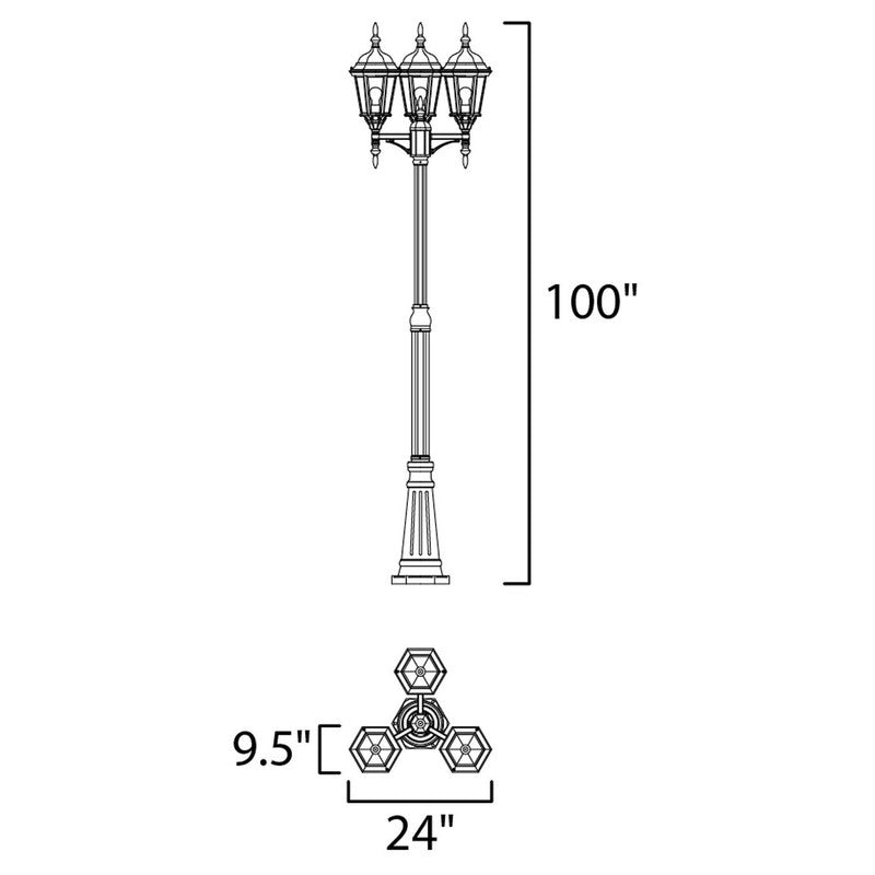 Maxim 1105BK - 3 Light 100" Post Light