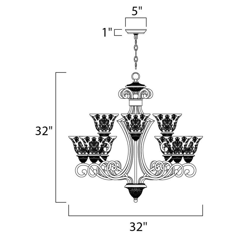 Maxim 11245SAOI - Symphony 9 Light 32" Chandelier