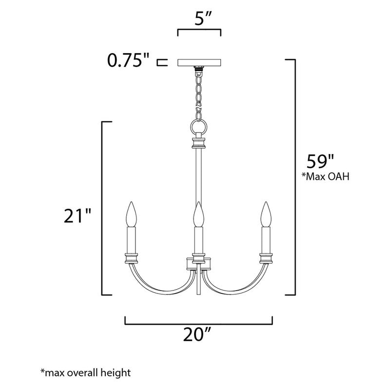 Maxim 11373BKAB - Charlton 3 Light 21" Chandelier