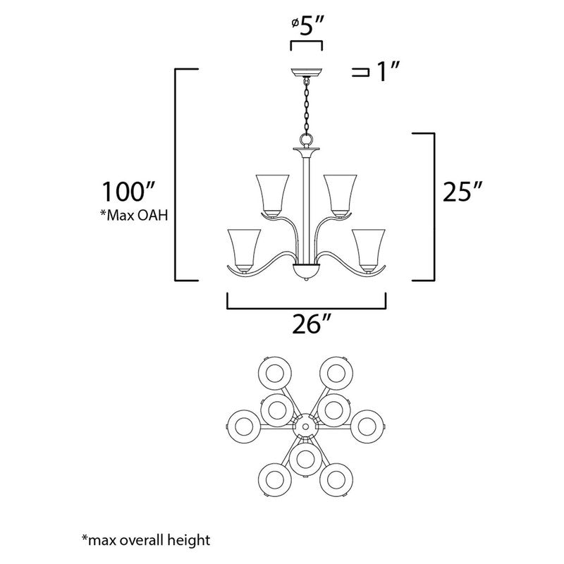 Maxim 12076FTOI - Vital 9 Light 26" Chandelier