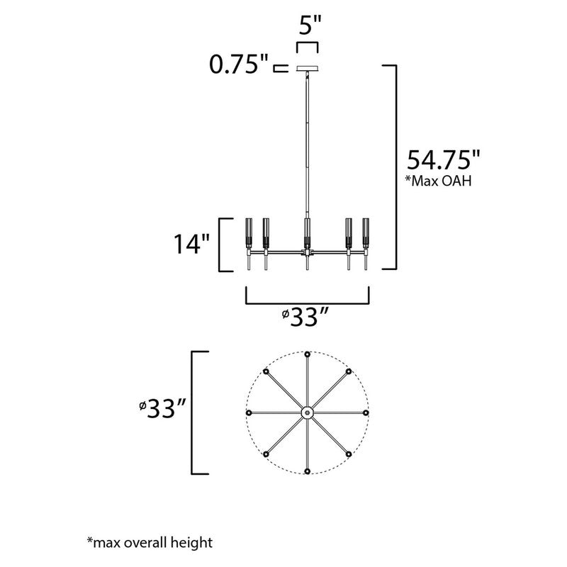 Maxim 16128CLBKAB - Flambeau 8 Light 33" Chandelier