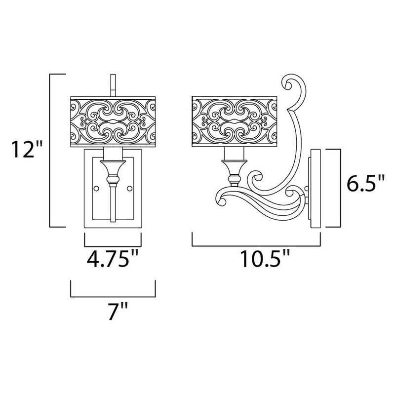 Maxim 21152WHUB - Mondrian 1 Light 12" Wall Sconce