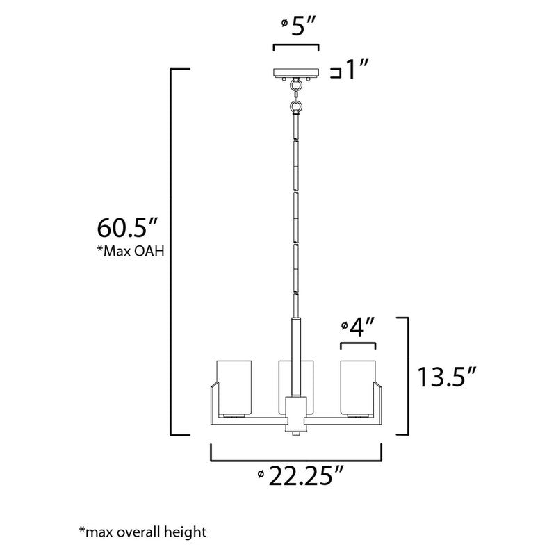 Maxim 21285SWSBR - Dart 3 Light 22" Chandelier