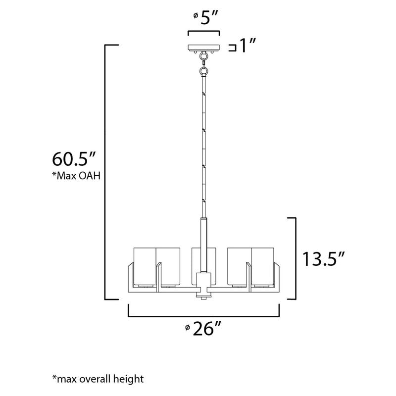 Maxim 21286SWSBR - Dart 5 Light 26" Chandelier