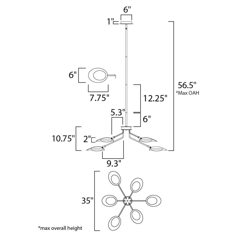 Maxim 21696BKSBR - Scan 6 Light 35" Pendant