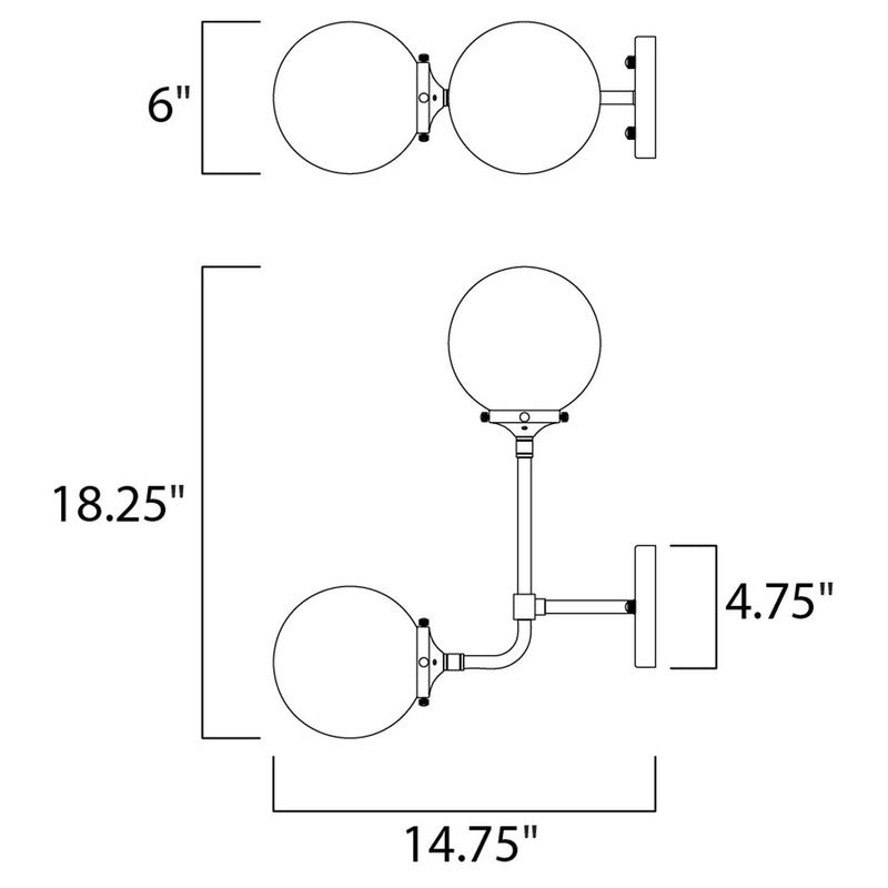 Maxim 24722WTBKPN - Atom 2 Light 18" Wall Sconce
