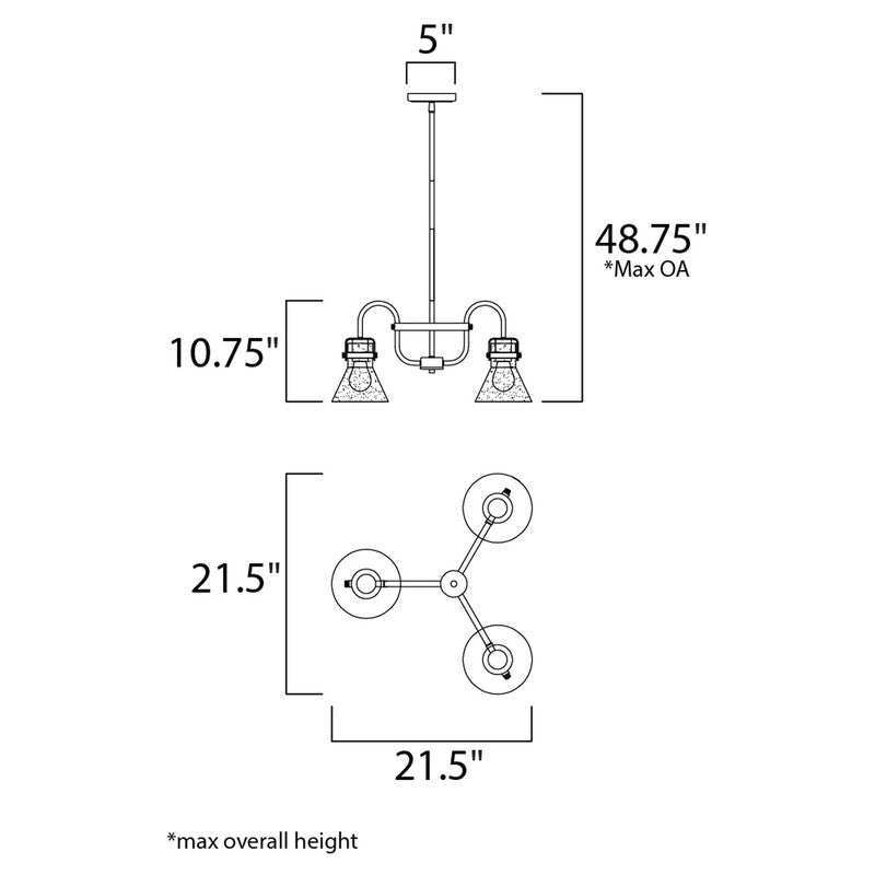 Maxim 26116CDOI - Seafarer 3 Light 22" Chandelier