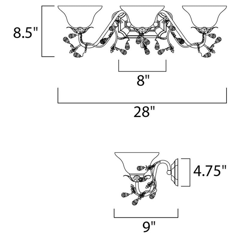 Maxim 2865FIOI - Elegante 3 Light 28" Vanity Light