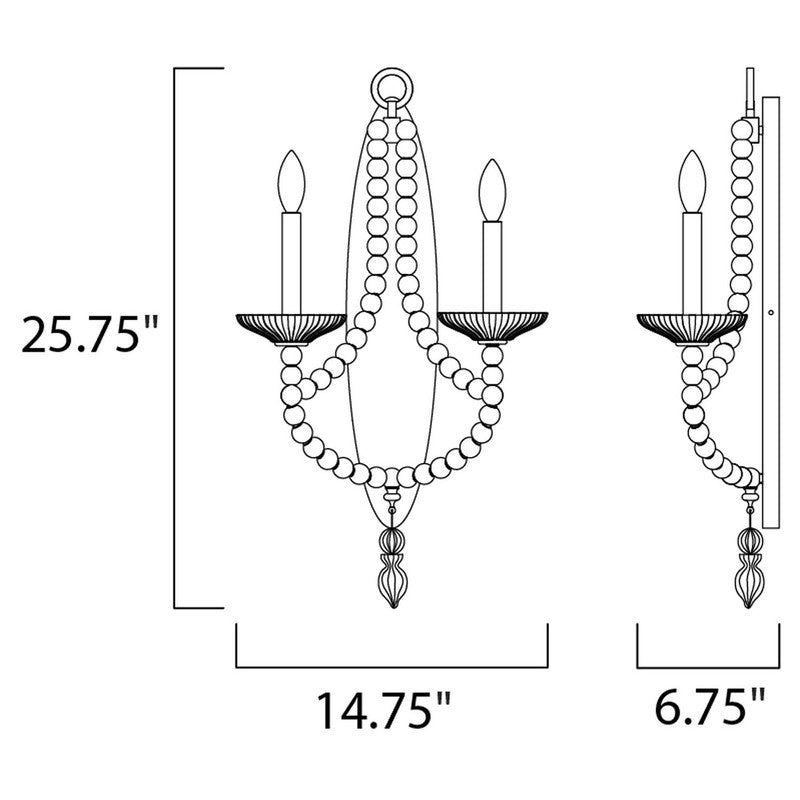 Maxim 30002CLPN - Paris 2 Light 26" Wall Sconce