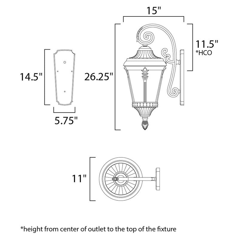 Maxim 3055WGBK - Sentry 3 Light 26" Wall Sconce