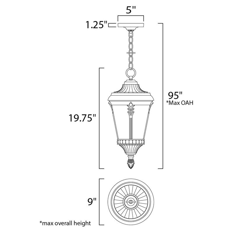Maxim 3058WGBK - Sentry 1 Light 20" Pendant