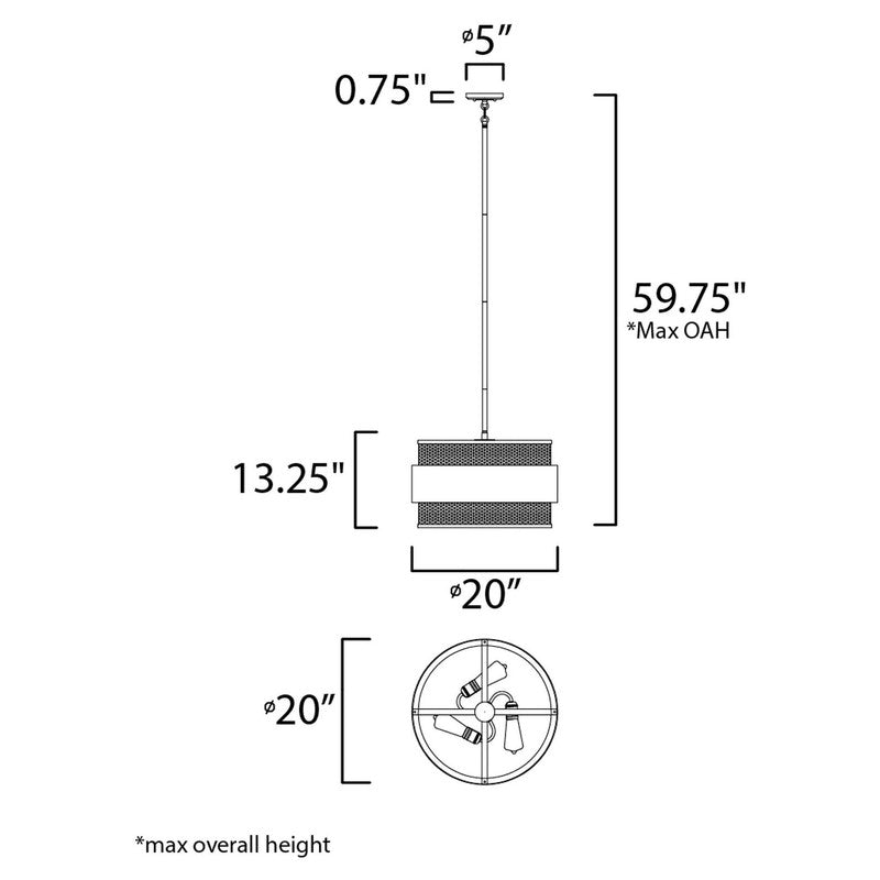 Maxim 31204OIAB - Caspian 3 Light 20" Pendant