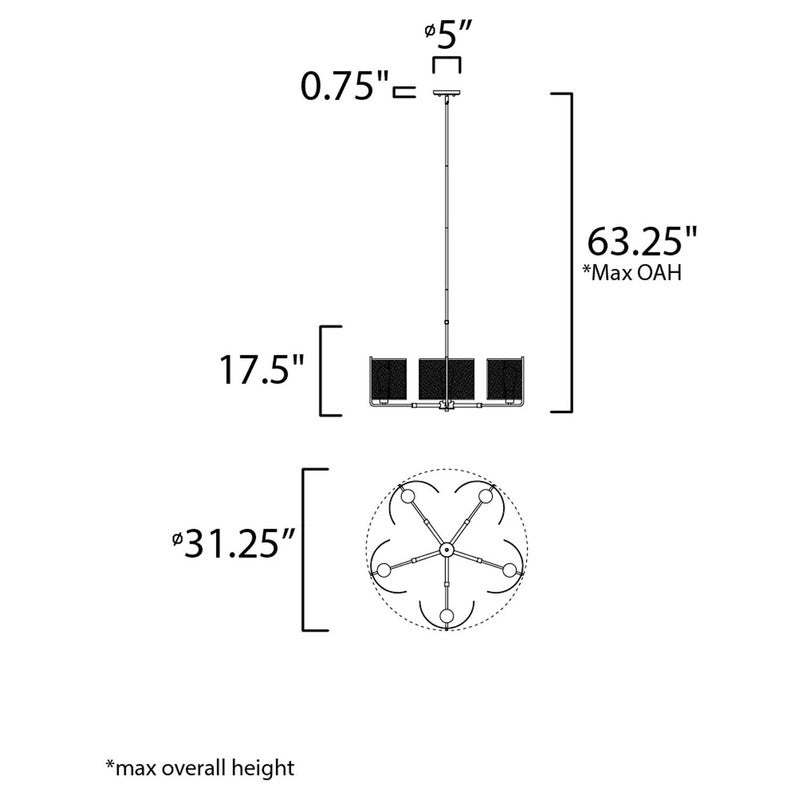 Maxim 31215OIAB - Caspian 5 Light 31" Pendant