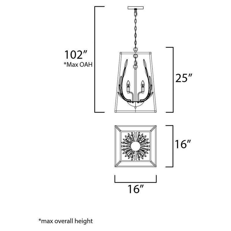 Maxim 32404BCPNGL - Bouquet 4 Light 25" Pendant