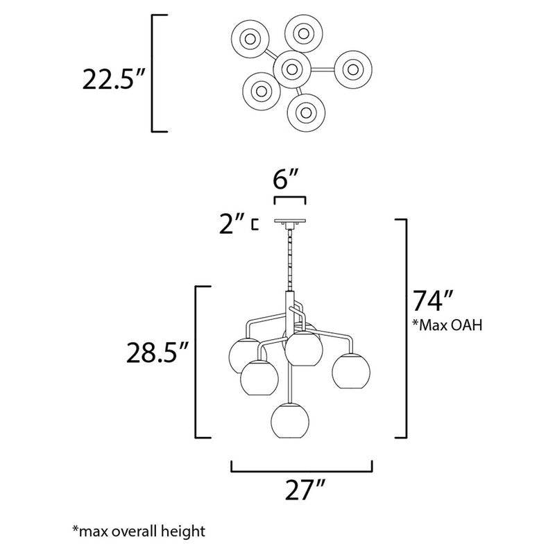Maxim 38416CLNAB - Branch 6 Light 29" Chandelier